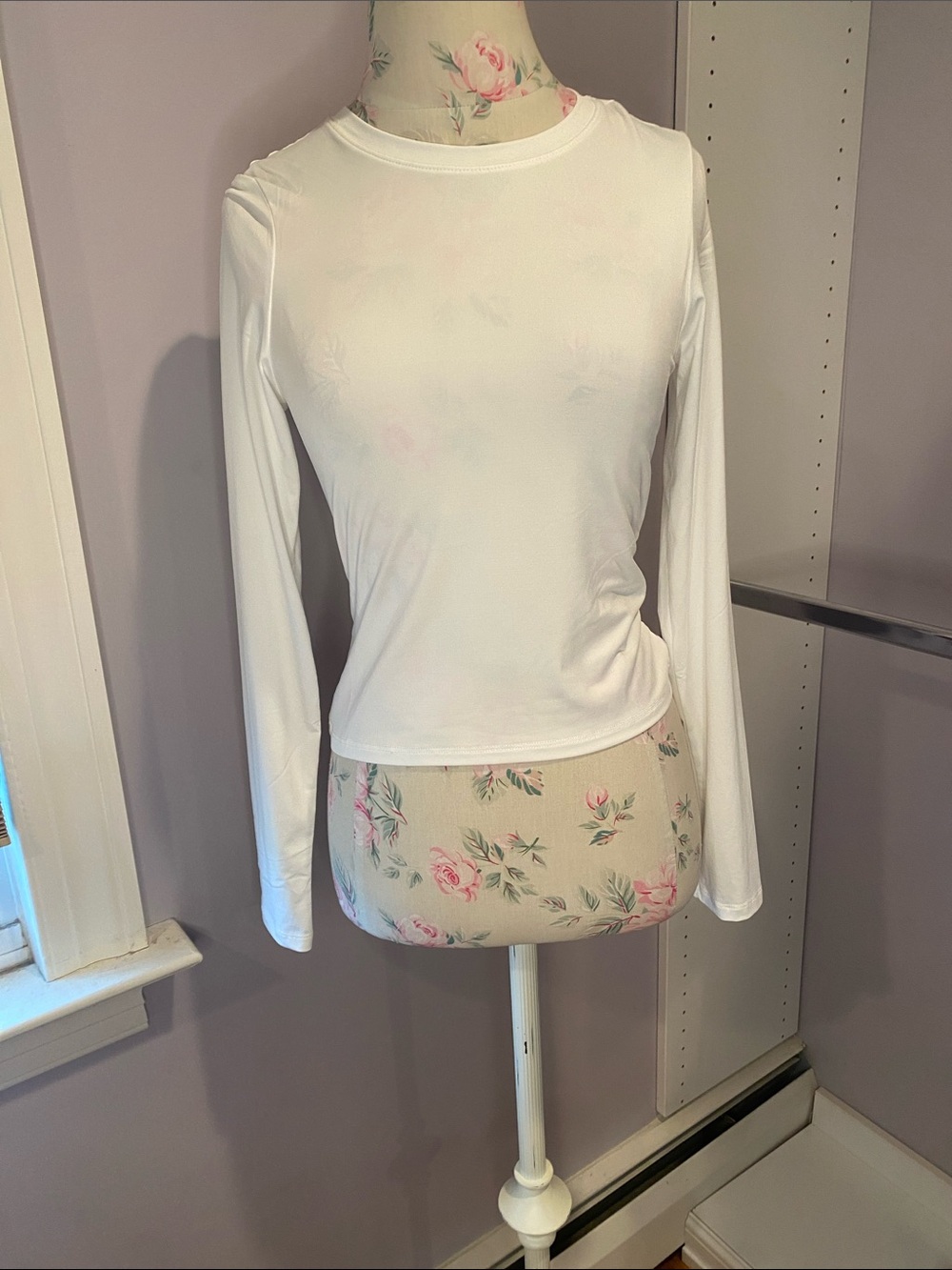 Divided White Long Sleeve Crew Neck Top
